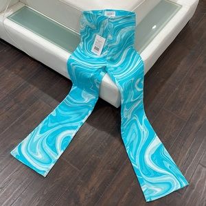 NWT FREE PEOPLE HOSBJERG electric turquoise artisan slim flares bell high waist